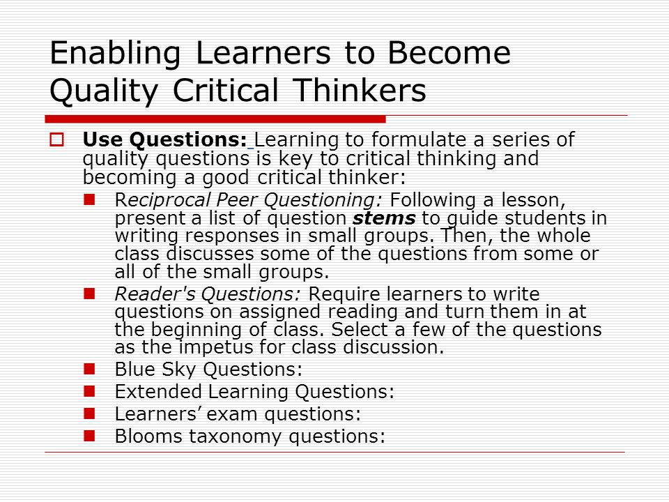 Eight Habits and Critical Thinking Characteristics
